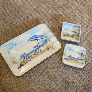 Melamine Appetizer Tray, Plates and Napkin Set